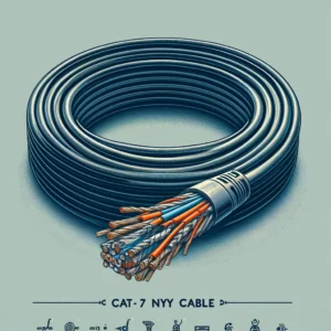 DALL·E 2024 05 10 20.37.36 Create an image of a CAT7 NYY cable. The cable should be shown in detail, highlighting its structure with multiple twisted pairs, shielding, and outer DALL·E 2024 05 10 20.37.36 Create an image of a CAT7 NYY cable. The cable should be shown in detail, highlighting its structure with multiple twisted pairs, shielding, and outer