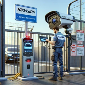 DALL·E 2024 05 17 00.36.42 A professional scene of installing a Hikvision LPR (License Plate Recognition) camera for opening gates. The installation is taking place at a gated e DALL·E 2024 05 17 00.36.42 A professional scene of installing a Hikvision LPR (License Plate Recognition) camera for opening gates. The installation is taking place at a gated e