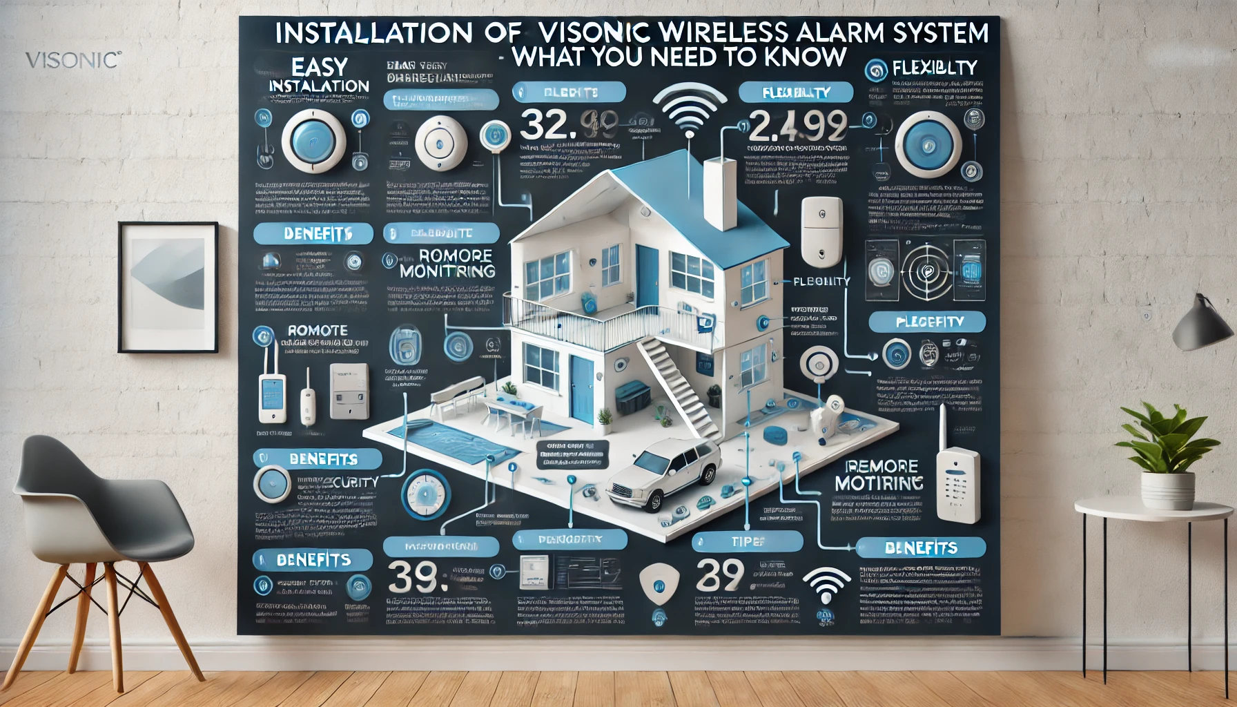 DALL·E 2024 07 02 20.38.36 A detailed infographic image showing the installation of a Visonic wireless alarm system with the title 'Installation of Visonic Wireless Alarm System DALL·E 2024 07 02 20.38.36 A detailed infographic image showing the installation of a Visonic wireless alarm system with the title 'Installation of Visonic Wireless Alarm System